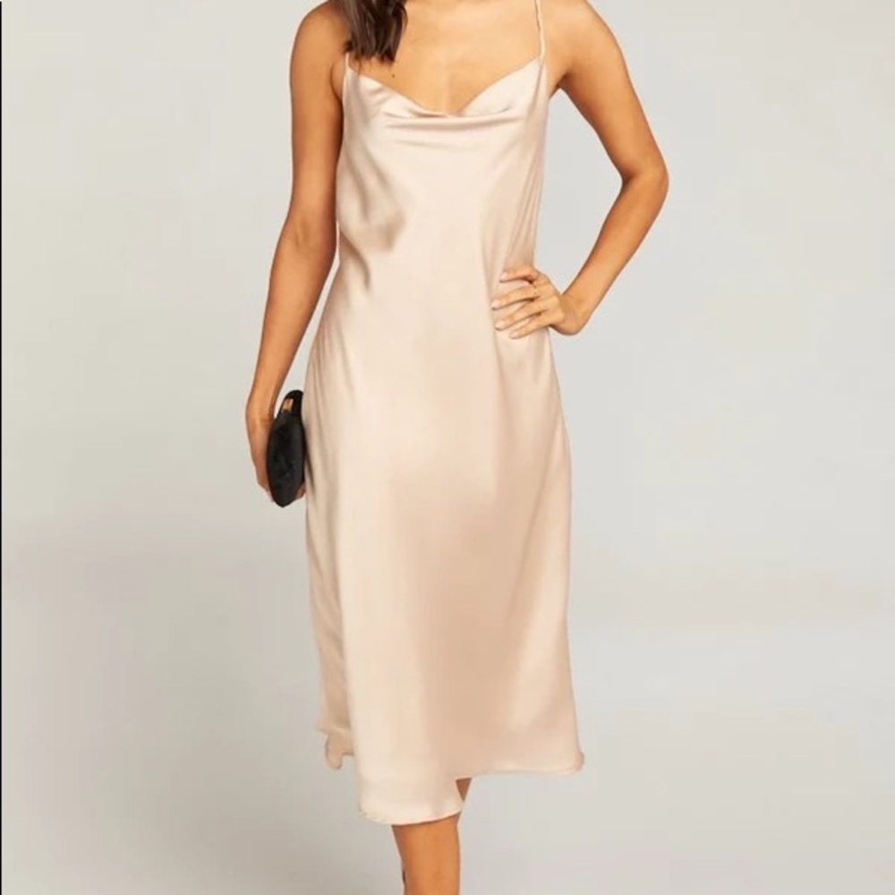 Mumu Verona Cowl Silk Dress Champagne